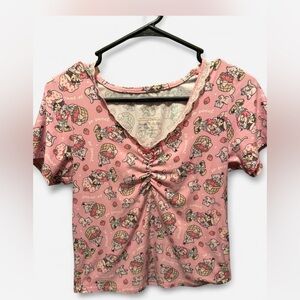 Charming Pink Graphic Short Sleeve Top